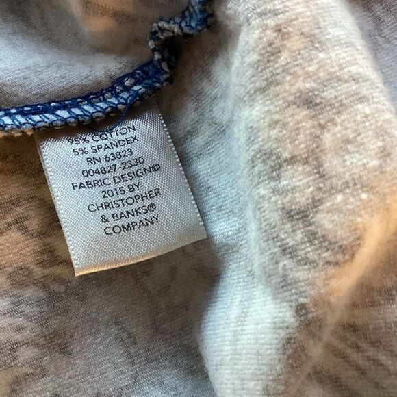 NWOT. Christopher & Banks Brand Women’s L/S Tee in Blues Print Size Large - Picture 10 of 10